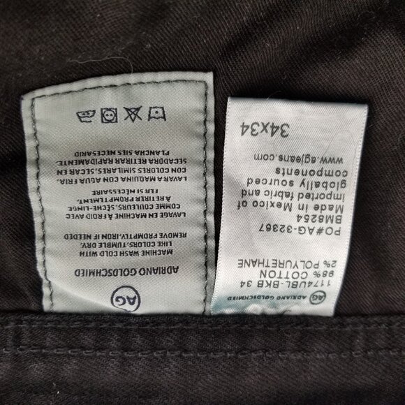 AG Adriano Goldschmied Jeans Mens 34x32 Black Denim The Graduate Tailored Leg - Picture 7 of 10